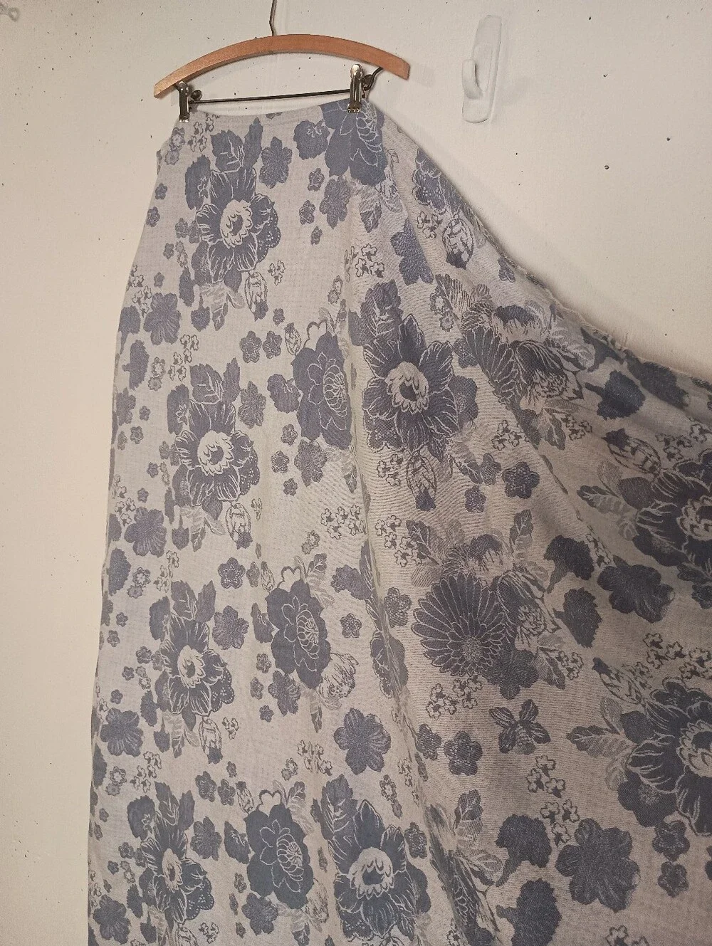 Anthropologie- Blue Floral Jacquard Tablecloth- Size 92